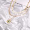imageTurandoss Dainty Layered Choker Necklace Handmade 14K Gold Plated Y Pendant Necklace Multilayer Bar Disc Necklace Adjustable Layering Choker Necklaces for Women3PCS  Snake ChainLink ChainEvil Eye
