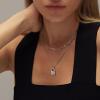 imageTurandoss Dainty Layered Choker Necklace Handmade 14K Gold Plated Y Pendant Necklace Multilayer Bar Disc Necklace Adjustable Layering Choker Necklaces for Women3PCS  HeartLink ChainLockSilver