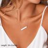 imageTurandoss Dainty Layered Choker Necklace Handmade 14K Gold Plated Y Pendant Necklace Multilayer Bar Disc Necklace Adjustable Layering Choker Necklaces for Women3PCS  PearlsBarHammered Disc