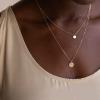 imageTurandoss Dainty Layered Choker Necklace Handmade 14K Gold Plated Y Pendant Necklace Multilayer Bar Disc Necklace Adjustable Layering Choker Necklaces for Women2PCS  Small DiscDisc