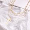 imageTurandoss Dainty Layered Choker Necklace Handmade 14K Gold Plated Y Pendant Necklace Multilayer Bar Disc Necklace Adjustable Layering Choker Necklaces for Women3PCS  Link ChainBeads ChainCross