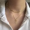 imageTurandoss Dainty Layered Choker Necklace Handmade 14K Gold Plated Y Pendant Necklace Multilayer Bar Disc Necklace Adjustable Layering Choker Necklaces for Women3PCS  Link ChainBeads ChainEvil Eye