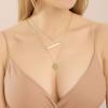 imageTurandoss Dainty Layered Choker Necklace Handmade 14K Gold Plated Y Pendant Necklace Multilayer Bar Disc Necklace Adjustable Layering Choker Necklaces for Women3PCS  TriangleBarHammered Disc