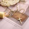 imageTurandoss Dainty Layered Choker Necklace Handmade 14K Gold Plated Y Pendant Necklace Multilayer Bar Disc Necklace Adjustable Layering Choker Necklaces for Women3PCS  Link ChainBeads ChainCross