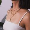 imageTurandoss Dainty Layered Choker Necklace Handmade 14K Gold Plated Y Pendant Necklace Multilayer Bar Disc Necklace Adjustable Layering Choker Necklaces for Women3PCS  HeartLink ChainLock