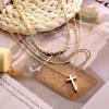 imageTurandoss Dainty Layered Choker Necklace Handmade 14K Gold Plated Y Pendant Necklace Multilayer Bar Disc Necklace Adjustable Layering Choker Necklaces for Women3PCS  Twist chainBeads ChainCross