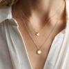 imageTurandoss Dainty Layered Choker Necklace Handmade 14K Gold Plated Y Pendant Necklace Multilayer Bar Disc Necklace Adjustable Layering Choker Necklaces for Women2PCS  Small DiscDisc