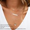 imageTurandoss Dainty Layered Choker Necklace Handmade 14K Gold Plated Y Pendant Necklace Multilayer Bar Disc Necklace Adjustable Layering Choker Necklaces for Women3PCS  PearlsBarHammered Disc