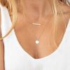 imageTurandoss Dainty Layered Choker Necklace Handmade 14K Gold Plated Y Pendant Necklace Multilayer Bar Disc Necklace Adjustable Layering Choker Necklaces for Women3PCS  CircleBarDisc