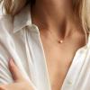 imageTurandoss Dainty Layered Choker Necklace Handmade 14K Gold Plated Y Pendant Necklace Multilayer Bar Disc Necklace Adjustable Layering Choker Necklaces for Women2PCS  PearlDisc