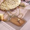 imageTurandoss Dainty Layered Choker Necklace Handmade 14K Gold Plated Y Pendant Necklace Multilayer Bar Disc Necklace Adjustable Layering Choker Necklaces for Women3PCS  Link ChainBeads ChainEvil Eye