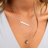imageTurandoss Dainty Layered Choker Necklace Handmade 14K Gold Plated Y Pendant Necklace Multilayer Bar Disc Necklace Adjustable Layering Choker Necklaces for Women3PCS  AmethystBarHammered Disc