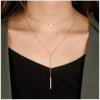 imageTurandoss Dainty Layered Choker Necklace Handmade 14K Gold Plated Y Pendant Necklace Multilayer Bar Disc Necklace Adjustable Layering Choker Necklaces for Women2PCS  PearlsBar