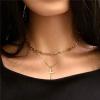imageTurandoss Dainty Layered Choker Necklace Handmade 14K Gold Plated Y Pendant Necklace Multilayer Bar Disc Necklace Adjustable Layering Choker Necklaces for Women3PCS  Link ChainBeads ChainCross