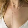imageTurandoss Dainty Layered Choker Necklace Handmade 14K Gold Plated Y Pendant Necklace Multilayer Bar Disc Necklace Adjustable Layering Choker Necklaces for Women2PCS  PearlsBar
