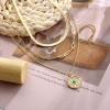imageTurandoss Dainty Layered Choker Necklace Handmade 14K Gold Plated Y Pendant Necklace Multilayer Bar Disc Necklace Adjustable Layering Choker Necklaces for Women3PCS  Snake ChainLink ChainEvil Eye