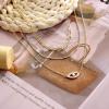 imageTurandoss Dainty Layered Choker Necklace Handmade 14K Gold Plated Y Pendant Necklace Multilayer Bar Disc Necklace Adjustable Layering Choker Necklaces for Women3PCS  Link ChainBeads ChainCZ Evil Eye
