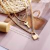 imageTurandoss Dainty Layered Choker Necklace Handmade 14K Gold Plated Y Pendant Necklace Multilayer Bar Disc Necklace Adjustable Layering Choker Necklaces for Women2PCS  KeyLock