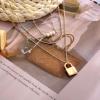imageTurandoss Dainty Layered Choker Necklace Handmade 14K Gold Plated Y Pendant Necklace Multilayer Bar Disc Necklace Adjustable Layering Choker Necklaces for Women3PCS  PearlsBeads ChainLock