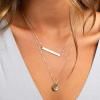 imageTurandoss Dainty Layered Choker Necklace Handmade 14K Gold Plated Y Pendant Necklace Multilayer Bar Disc Necklace Adjustable Layering Choker Necklaces for Women3PCS  PearlsBarHammered Disc