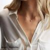 imageTurandoss Dainty Layered Choker Necklace Handmade 14K Gold Plated Y Pendant Necklace Multilayer Bar Disc Necklace Adjustable Layering Choker Necklaces for Women2PCS  PearlDisc