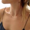 imageTurandoss Gold Layered Necklaces for Women  14K Gold Plated Handmade Multilayer Bar Pearls Coin Disc Moon Butterfly Medallion Adjustable Dainty Layered Choker Necklaces for Women Jewelry3PCS Silver  ChainCrescentBar