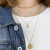 imageTurandoss Gold Layered Necklaces for Women  14K Gold Plated Handmade Multilayer Bar Pearls Coin Disc Moon Butterfly Medallion Adjustable Dainty Layered Choker Necklaces for Women Jewelry3PCS  ChainHammered DiscSun
