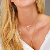 imageTurandoss Gold Layered Necklaces for Women  14K Gold Plated Handmade Multilayer Bar Pearls Coin Disc Moon Butterfly Medallion Adjustable Dainty Layered Choker Necklaces for Women Jewelry3PCS  Two CircleBarCross