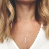 imageTurandoss Gold Layered Necklaces for Women  14K Gold Plated Handmade Multilayer Bar Pearls Coin Disc Moon Butterfly Medallion Adjustable Dainty Layered Choker Necklaces for Women Jewelry3PCS Silver  ChainTriangleBar