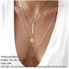 imageTurandoss Gold Layered Necklaces for Women  14K Gold Plated Handmade Multilayer Bar Pearls Coin Disc Moon Butterfly Medallion Adjustable Dainty Layered Choker Necklaces for Women Jewelry4PCS  StarBarSunBar