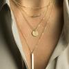 imageTurandoss Gold Layered Necklaces for Women  14K Gold Plated Handmade Multilayer Bar Pearls Coin Disc Moon Butterfly Medallion Adjustable Dainty Layered Choker Necklaces for Women Jewelry4PCS  ChainBeadsBarHammered DiscBar