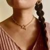 imageTurandoss Gold Paperclip Chain Necklace for Women 14K Gold Plated Dainty Paperclip Link Chain Necklace Medallion Evil Eye Star Lightning Heart Butterfly Oval Link Paperclip Chain Necklaces for WomenStar
