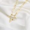 imageTurandoss Gold Paperclip Chain Necklace for Women 14K Gold Plated Dainty Paperclip Link Chain Necklace Medallion Evil Eye Star Lightning Heart Butterfly Oval Link Paperclip Chain Necklaces for WomenStar