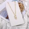 imageTurandoss Gold Paperclip Chain Necklace for Women 14K Gold Plated Dainty Paperclip Link Chain Necklace Medallion Evil Eye Star Lightning Heart Butterfly Oval Link Paperclip Chain Necklaces for WomenHeart Lock