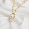 imageTurandoss Gold Paperclip Chain Necklace for Women 14K Gold Plated Dainty Paperclip Link Chain Necklace Medallion Evil Eye Star Lightning Heart Butterfly Oval Link Paperclip Chain Necklaces for WomenOval Screw Clasp