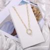 imageTurandoss Gold Paperclip Chain Necklace for Women 14K Gold Plated Dainty Paperclip Link Chain Necklace Medallion Evil Eye Star Lightning Heart Butterfly Oval Link Paperclip Chain Necklaces for WomenHexagon