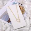 imageTurandoss Gold Paperclip Chain Necklace for Women 14K Gold Plated Dainty Paperclip Link Chain Necklace Medallion Evil Eye Star Lightning Heart Butterfly Oval Link Paperclip Chain Necklaces for WomenCrooked Heart