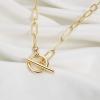 imageTurandoss Gold Paperclip Chain Necklace for Women 14K Gold Plated Dainty Paperclip Link Chain Necklace Medallion Evil Eye Star Lightning Heart Butterfly Oval Link Paperclip Chain Necklaces for WomenToggle Clasp