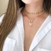 imageTurandoss Gold Paperclip Chain Necklace for Women 14K Gold Plated Dainty Paperclip Link Chain Necklace Medallion Evil Eye Star Lightning Heart Butterfly Oval Link Paperclip Chain Necklaces for WomenHeart Evil Eye