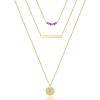 imageTurandoss Dainty Layered Choker Necklace Handmade 14K Gold Plated Y Pendant Necklace Multilayer Bar Disc Necklace Adjustable Layering Choker Necklaces for Women3PCS  AmethystBarHammered Disc