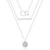 3PCS Silver - Two Circles&Bar&Hammered Disc