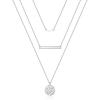 3PCS Silver- Pearls&Bar&Hammered Disc