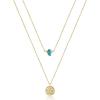 2PCS - Blue Turquoise&Hammered Disc