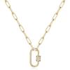imageTurandoss Gold Paperclip Chain Necklace for Women 14K Gold Plated Dainty Paperclip Link Chain Necklace Medallion Evil Eye Star Lightning Heart Butterfly Oval Link Paperclip Chain Necklaces for WomenOval Screw Clasp