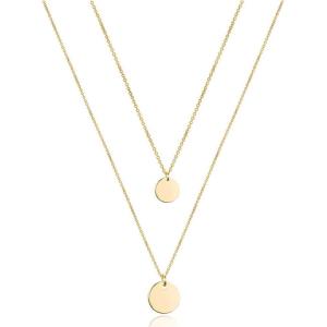 imageTurandoss Dainty Layered Choker Necklace Handmade 14K Gold Plated Y Pendant Necklace Multilayer Bar Disc Necklace Adjustable Layering Choker Necklaces for Women2PCS  DiscDisc
