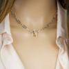 imageTurandoss Gold Necklaces for Women  14K Gold Plated Lock Evil Eye Medallion Vintage Coin Necklace Bee Sun Moon Shell Gold Chain Necklace Layered Paperclip Chain Necklaces for Women Jewelry Gifts1Toggle ClaspSilver