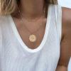 imageTurandoss Gold Necklaces for Women  14K Gold Plated Lock Evil Eye Medallion Vintage Coin Necklace Bee Sun Moon Shell Gold Chain Necklace Layered Paperclip Chain Necklaces for Women Jewelry Gifts4Queen Elizabeth Coin
