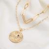 imageTurandoss Gold Necklaces for Women  14K Gold Plated Lock Evil Eye Medallion Vintage Coin Necklace Bee Sun Moon Shell Gold Chain Necklace Layered Paperclip Chain Necklaces for Women Jewelry Gifts12Sun Coin