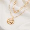 imageTurandoss Gold Necklaces for Women  14K Gold Plated Lock Evil Eye Medallion Vintage Coin Necklace Bee Sun Moon Shell Gold Chain Necklace Layered Paperclip Chain Necklaces for Women Jewelry Gifts11Happy Sun Coin