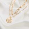 imageTurandoss Gold Necklaces for Women  14K Gold Plated Lock Evil Eye Medallion Vintage Coin Necklace Bee Sun Moon Shell Gold Chain Necklace Layered Paperclip Chain Necklaces for Women Jewelry Gifts3Layered Evil Eye